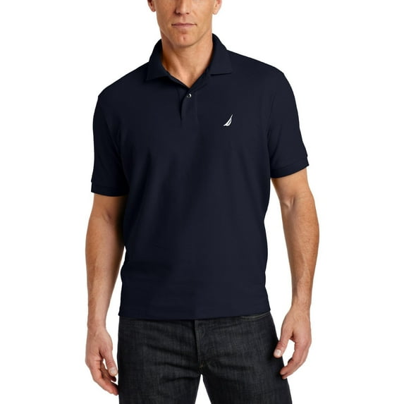 Nautica Men's Short Sleeve Solid Cotton Pique Polo Shirt, Navy, Medium