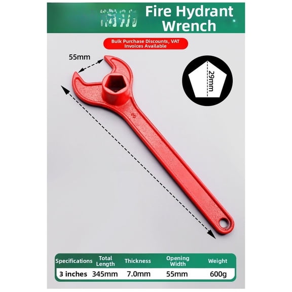 navestar 1Pc Cast Iron Fire Hydrant Wrench with Spray Plastic Coating Red 34.5X5.5X0.9Cm S 35cm