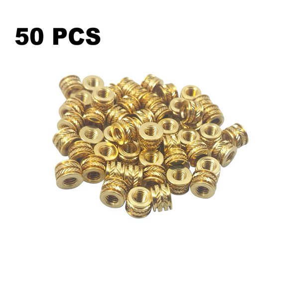 navestar 50Pcs #6-32 Brass Threaded Heat Set Inserts Kit for 3D Printing Screws Metal Brass Threaded Thermoset Screw Inserts