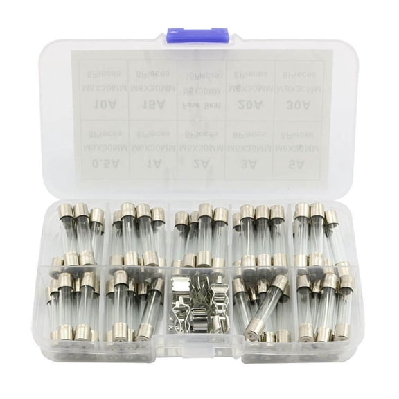 navestar 72 Pcs Assorted Kit 6X30mm Car Fast Blow Glass Tube Fuses - Quick Blow 0.5A~30A