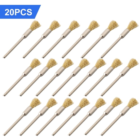 navestar Brushes Polising Brushes 20* 20Pcs 5mm Metals 40 mm 1.57 Inch Length Brass Rotary Wire Wheel Pencil Locksmiths