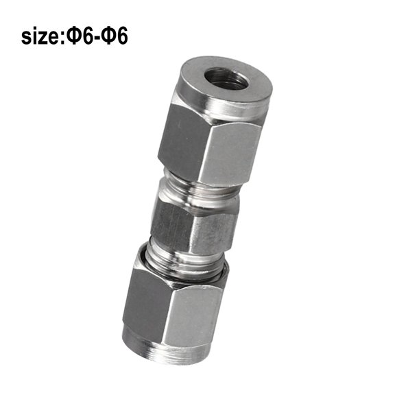 navestar Versatile Stainless Steel Compression Tube Fitting Straight Connect Doubleferrule Adapter for Hydraulic Systems Φ6-Φ6