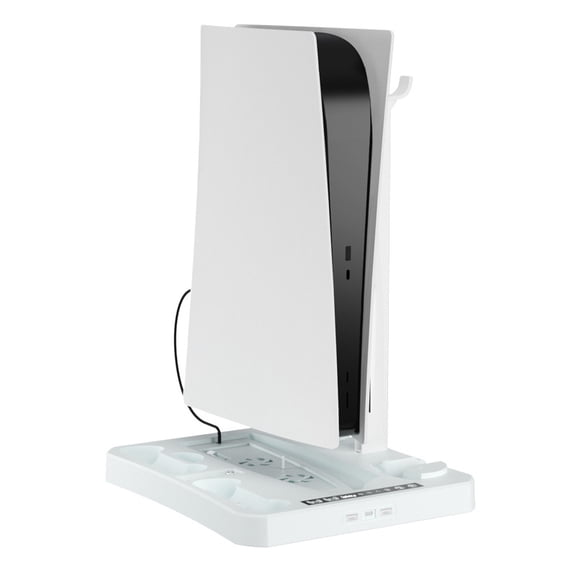 navor 3-in-1 Cooling & Charging Stand for PS5 Console and Compatible with PlayStation VR2, Dual Controller Charger Dock with LED Indicator, Headset Storage, Dual Fan, USB Ports