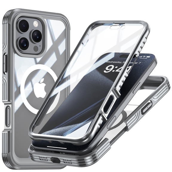navor Magnetic Case for iPhone 16 Pro Max with 9H Glass MagSafe Clear