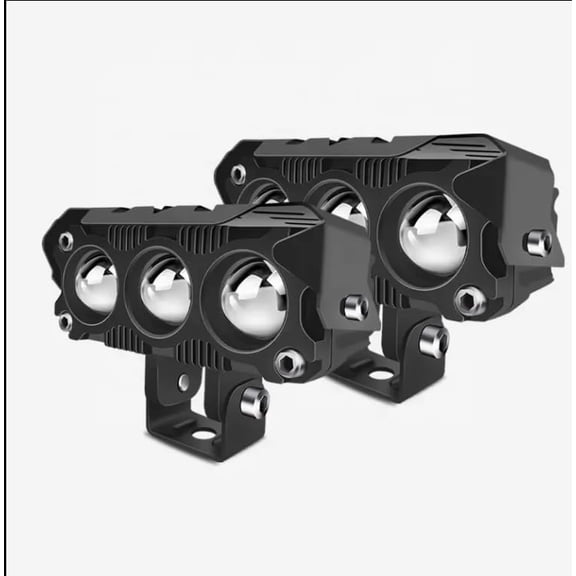 3 Eye LED Fog Light Projector Bar with DRL, 3 Eye Design, White/Yellow, Metal Body with Switch, 2 Pieces Set for Cars and Bikes Set of 2 Pcs