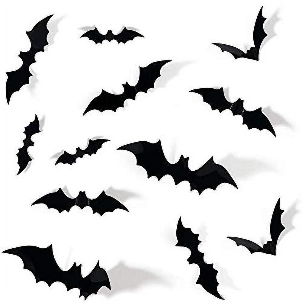 &nbsp;3D Scary Bats Wall Decal, Halloween Decoration Bats Wall Stickers, Bats Wall Decoration, 48pcs Black 3D DIY PVC Bat Wall Sticker Decal, Bats Wall Decal for Walls, Window, Screens, Mirror - image 1 of 3