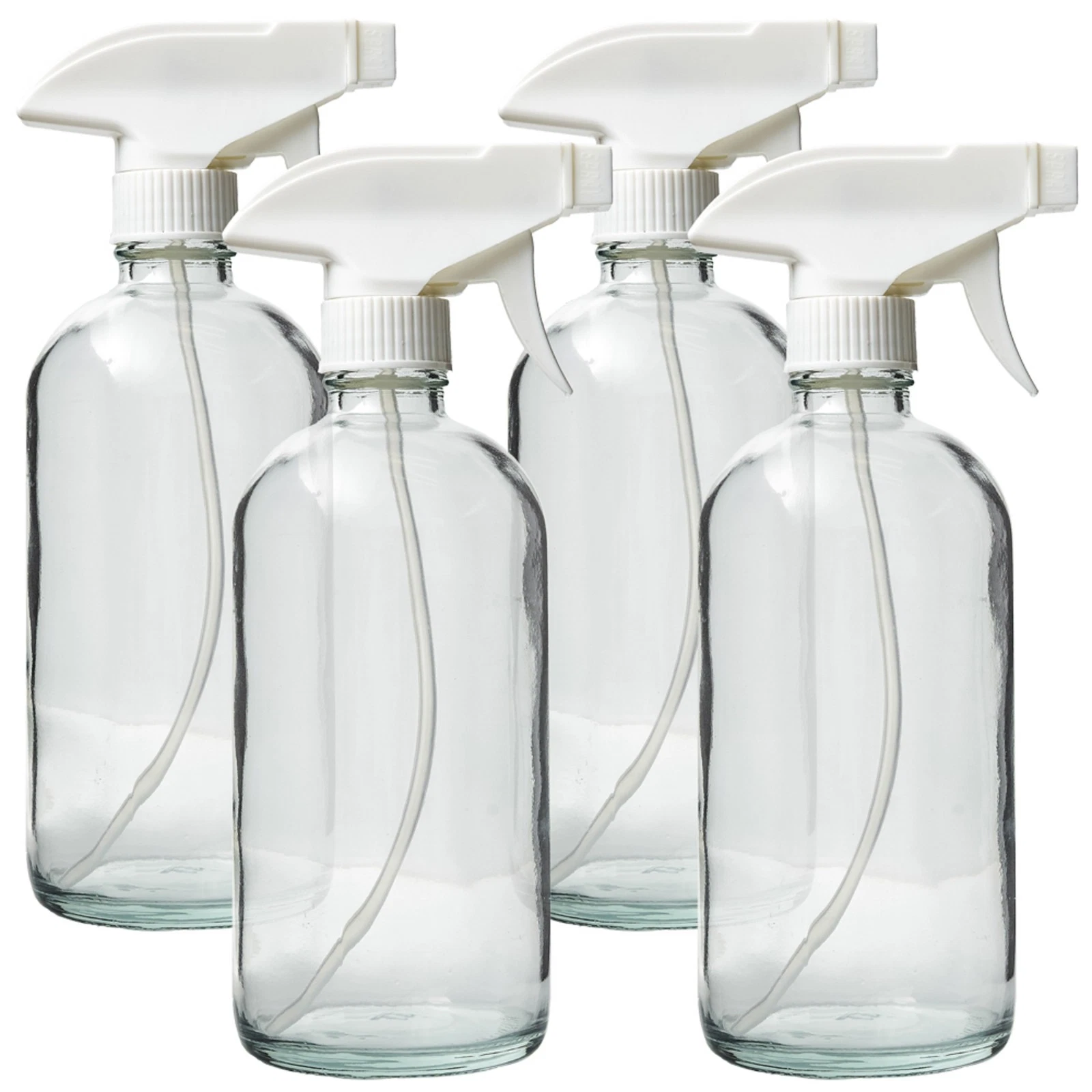  8 oz. Glass Spray Bottles 4 Pack w/ Red Trigger Sprayer - Adjustable