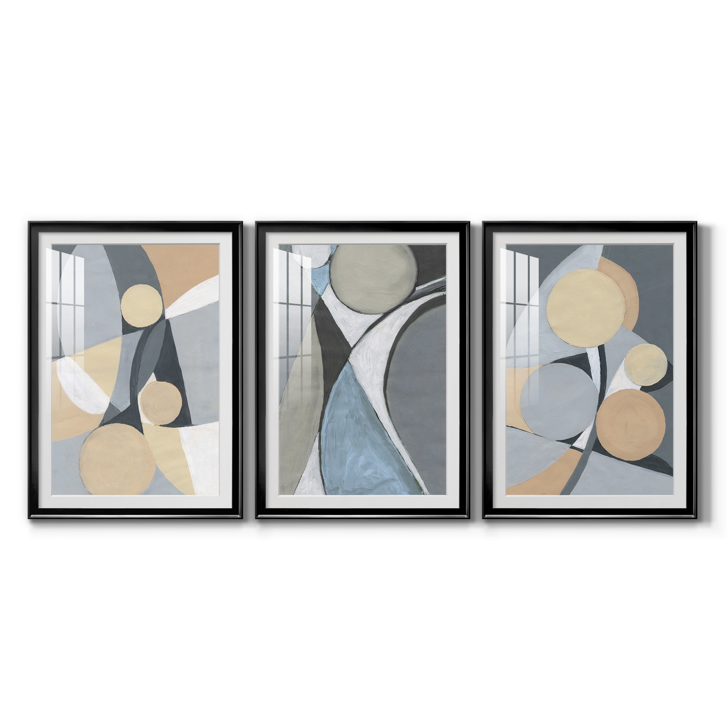 &nbsp;A Soft Jeweled Geometric II Premium Framed Prints Set of 3 - Ready to Hang - 30.5 x 42.5 Each - Black Frame