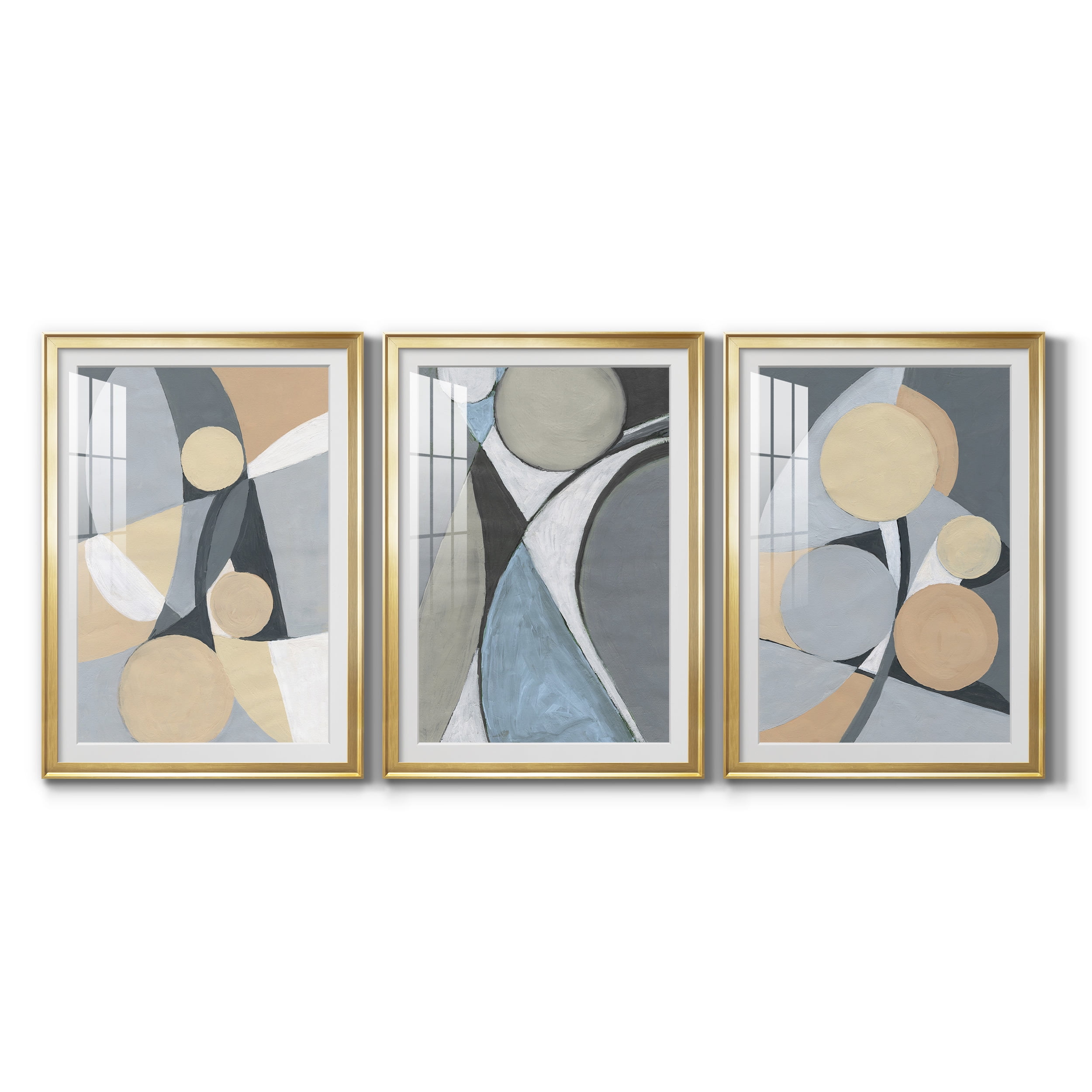 &nbsp;A Soft Jeweled Geometric II Premium Framed Prints Set of 3 - Ready to Hang - 30.5 x 42.5 Each - Gold Frame