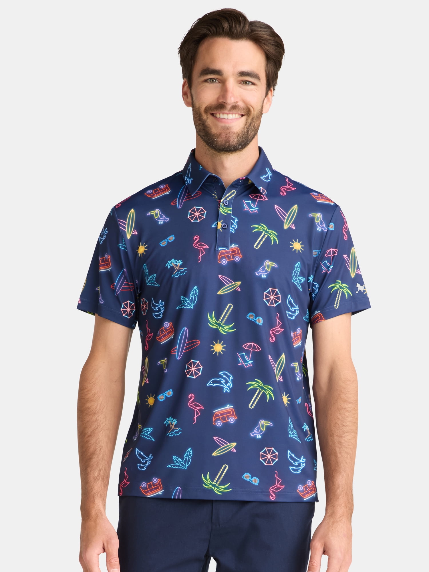 Birdie Bound Men's & Big Men's Novelty Print Golf Polo, Sizes S-5XL