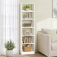 thumbnail image 1 of Hzuaneri 6-Tier Bookcase, Narrow Bookshelf, Skinny Display Bookcase with Cube Storage, Adjustable Shelves for Living Room, Office, Study, Bedroom, White, 9.4 x 19.7x 72 inch, 1 of 7