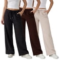 thumbnail image 1 of &nbsp;Common Stitch Women's Wide Leg Fleece Sweatpants, 3-Pack, Deep Pockets, Elastic Drawstring Waist,, 1 of 1