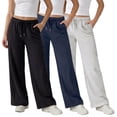 thumbnail image 1 of &nbsp;Common Stitch Women's Wide Leg Fleece Sweatpants, 3-Pack, Deep Pockets, Elastic Drawstring Waist,, 1 of 1