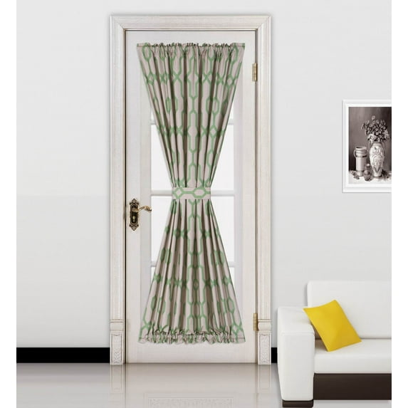 &nbsp;Ella Sage -Taupe 2 Tone Color 1Pc French Door 55"W X 72"L Foam Backing Insulated Thermal Blackout Rod Pocket Curtain Panel With Matching 1 Tieback