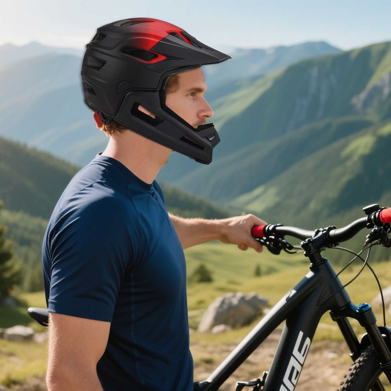 Full Face Helmet With Detachable Chin Guard Full Face Downhill Adult  Bicycle Bike Helmet Cycling Helmet