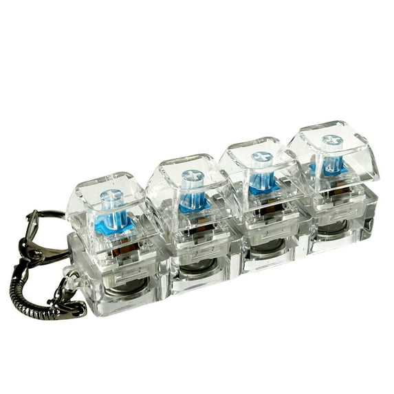  Keyboard Fidget Keychain 4 Keys Decompression Toys with LED Light
