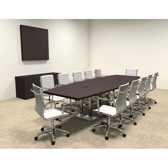 Modern Boat Shaped Steel Leg 12' Feet Conference Table, #OF-CON-CM28