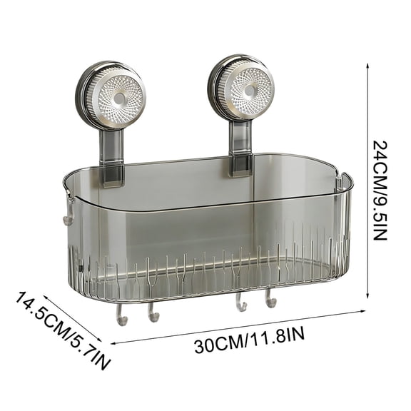  No-Drill Bathroom Suction Storage Box, 2026 New Suction Cup Shelf, Portable Shower Organizer for Home, Durable Removable Storage Basket for Families (1PC-Gray)