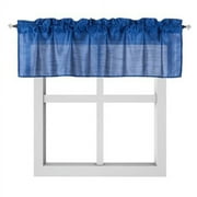 S18 ROYAL BLUE 1PC Elegant Straight Faux Silk Rod Pocket Swag Waterfall Valance, 55 X 18 Inch