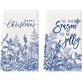 thumbnail image 1 of &nbsp;SOME THING Blue Holly Merry Christmas Kitchen Towels Dish Towels, 18x26 Inch Farmhouse Holiday Jolly Winter Decoration Hand Towels Set of 2, 1 of 6