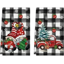 SOME THING Gnome Truck Christmas Kitchen Towels Dish Towels, 18x26 Inch Holiday Believe Xmas Tree Winter Decoration Hand Towels Set of 2