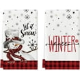 thumbnail image 1 of &nbsp;SOME THING Red Buffalo Plaid Snowman Winter Kitchen Towels Dish Towels, 18x26 Inch Let It Snow Daily Christmas Decoration Hand Towels Set of 2, 1 of 6