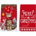 thumbnail image 1 of &nbsp;SOME THING Xmas Tree Cat Merry Christmas Kitchen Towels Dish Towels, 18x26 Inch Box Winter Decoration Hand Towels Set of 2, 1 of 6