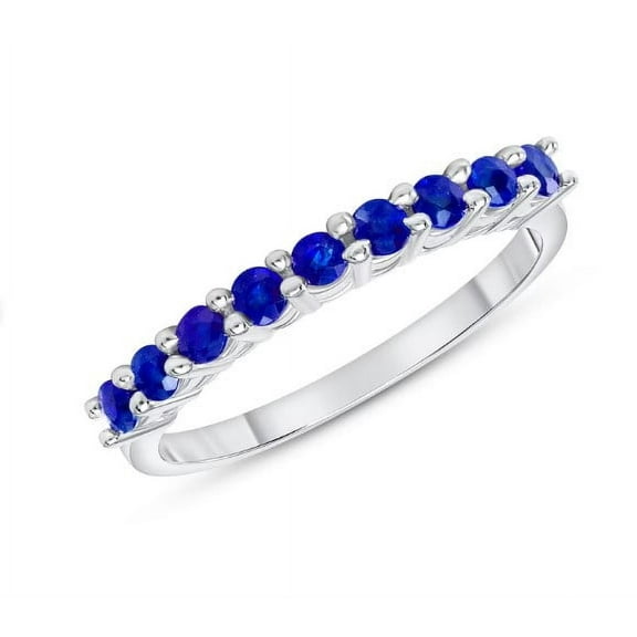 &nbsp;Sapphire Shared Prong / September Birthstone / Stackable Band /2.5MM Round Cut Sapphire Gift Band / Silver 925&nbsp;Wedding Ring.