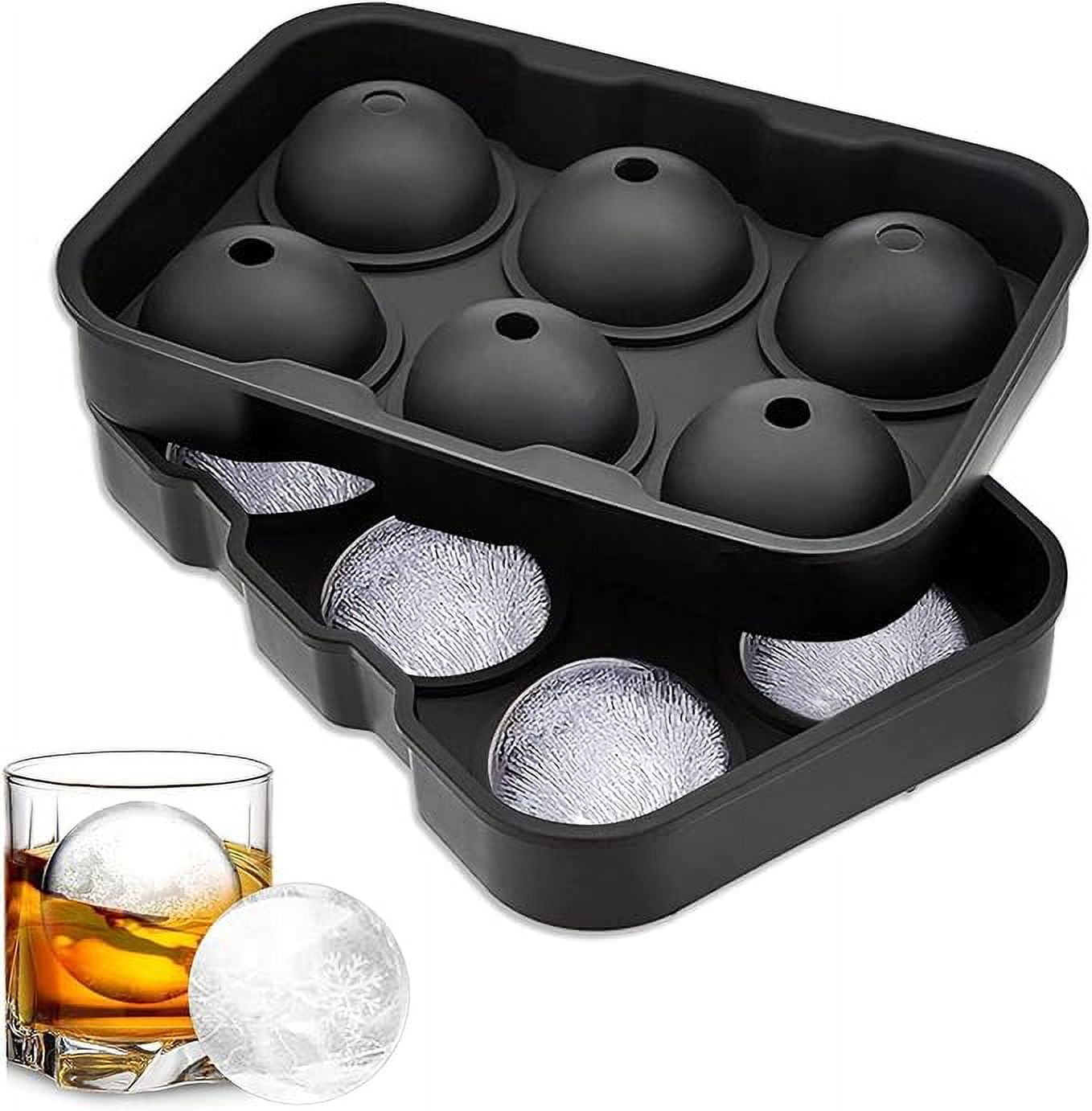 &nbsp;Silicone ice Cube Trays for Freezer, 6 Round Ice Ball Maker Trays, Reusable BPA Free ( Pack of 2 )
