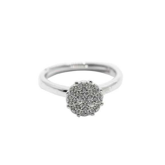 &nbsp;Sterling Silver Classic Round-Shaped Cluster Moissanite White Gold Ring Women