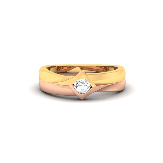  Sterling Silver Classic Two tone moissanite Rose&Yellow Gold Ring Women