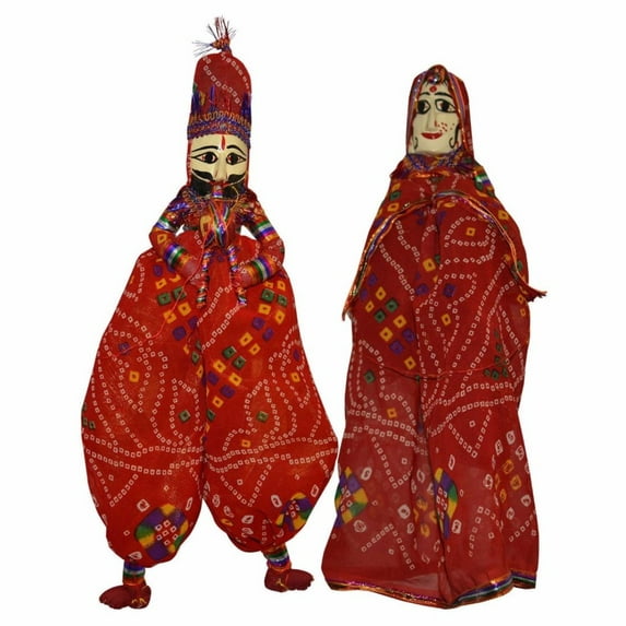 &nbsp;Trading Corporation Puppet Pair, Handcrafted, Kathputli, katputli Colorful, Wooden, Face String, Rajasthani Kaka kaki, Play, showpiece