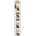 thumbnail image 1 of Hzuaneri 10-Tier Vertical Shoe Rack, Tall Shoe Organizer with 2 Hooks, Wooden Shoe Tower for Entryway, Hallway, Closet Space Saving, Free Standing, White Gold, 1 of 8