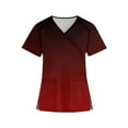thumbnail image 1 of Workout Tops for Women Women's Fashion V-neck Print Short Sleeve Workwear With Pockets Tops, 1 of 3