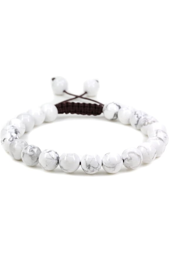  Natural Gemtone 6mm Round Beads Crystal Adjustable Braided Macrame Tassels Bracelets Unisex