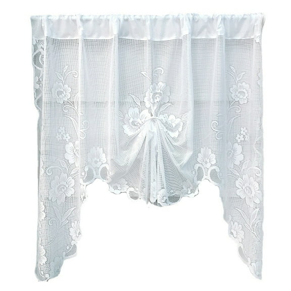 nbuaila 1PCS Transparent Curtains, American Pastoral Small Fresh Lace Curtains, Adjustable Floral Embroidery Polyester Design Bay Window Kitchen Partition Door Curtain