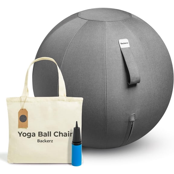 nce Ball Chair for Office & Home - Ergonomic Exercise Ball for Posture & Back Pain Relief, Yoga Ball Chair - Sitting Ball with Washable Linen Cover