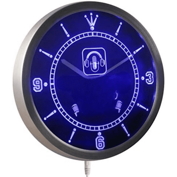 ncqm-tm Name Personalized Custom Recording Studio Microphone Neon Sign LED Wall Clock$$Home Decor, Kitchen, & Other