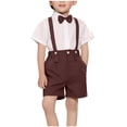 thumbnail image 1 of ndy Wine 4PC Sets for Kids Girl Boy Thin Overall Trousers Pants Blazer Outfit Unitard 4PC Sets Child 9 Years, 1 of 8