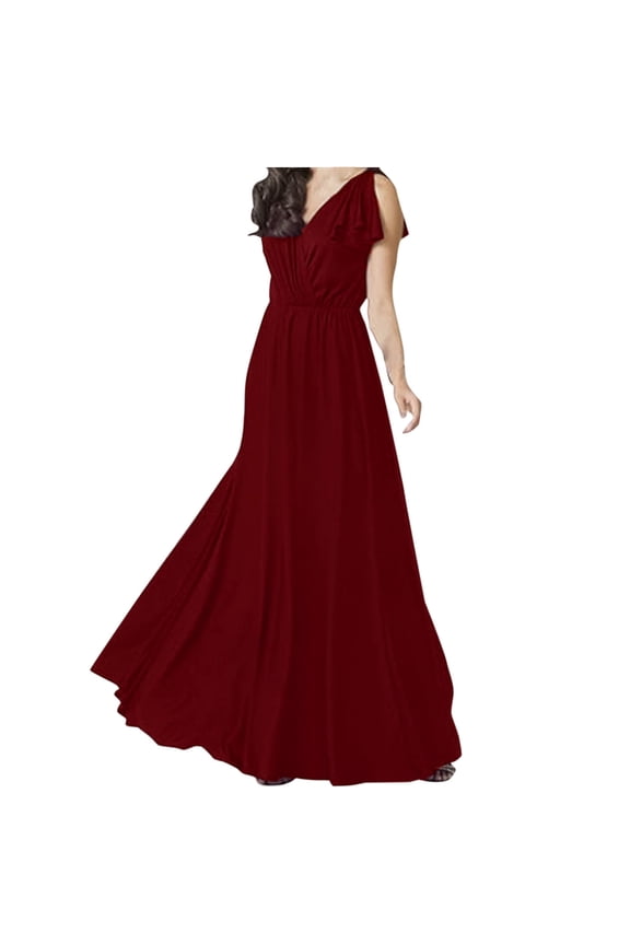ndy Wine Ladies Vneck Formal Date Night Evening Dresses Homecoming Dress for Women Sleeveless Slim Tunic Wrap Criss Cross Plain Long Summer Fall Dresses 2026 3XL