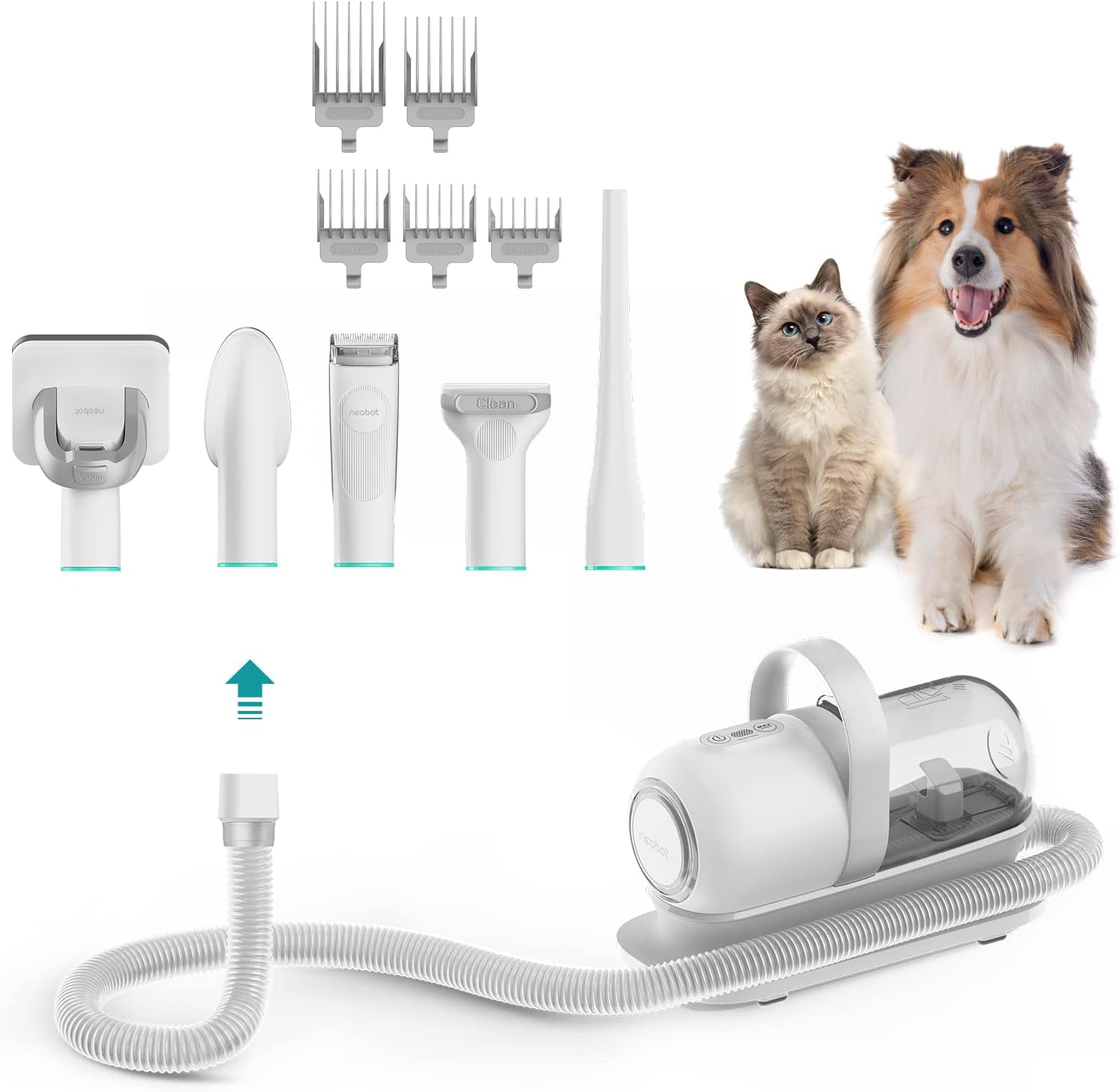 neabot P1 Pro Pet Grooming Kit & Vacuum Suction 99% Pet Hair, Professional  Grooming Clippers with 5 Proven Grooming Tools for Dogs Cats and Other 