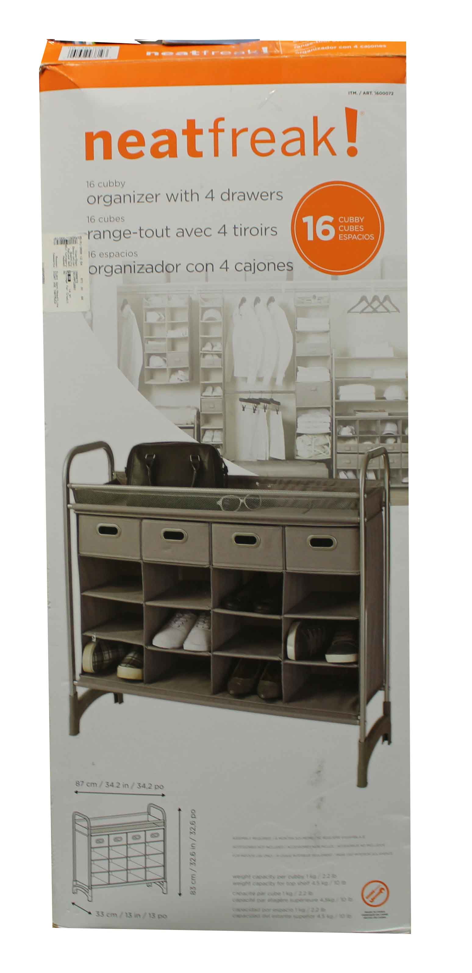 Neatfreak 16 cubby 2025 organizer with 4 drawers