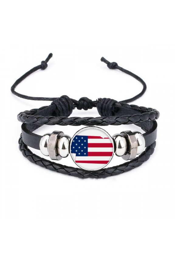 nebraska bracelet braided leather woven wristband
