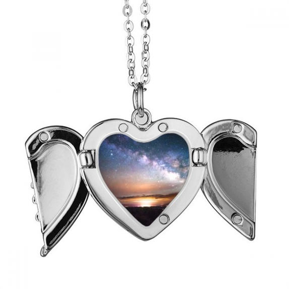 nebulae galaxy dark night angel wings necklpendant fashion