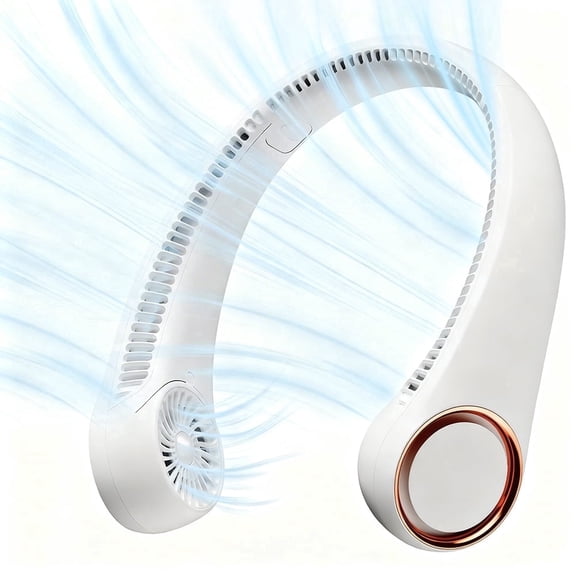 Portable Neck Fan, 3 Speeds Hands Free Personal Wearable Bladeless Fan with 3600mAh Rechargeable Battery, White