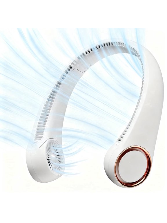 Portable Neck Fan, 3 Speeds Hands Free Personal Wearable Bladeless Fan with 3600mAh Rechargeable Battery, White