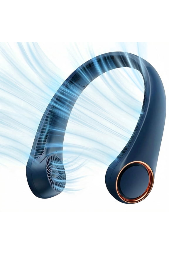 Portable Neck Fan, 3 Speeds Hands Free Personal Wearable Bladeless Fan with 3600mAh Rechargeable Battery, Blue