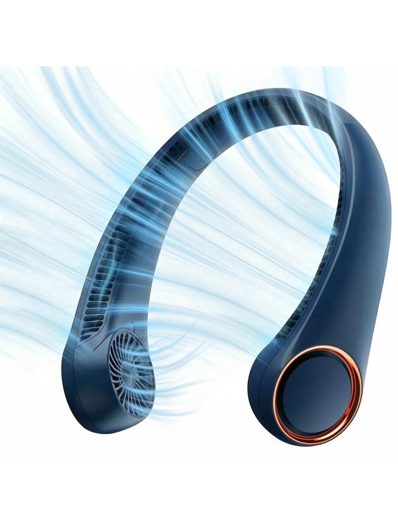 Portable Neck Fan, 3 Speeds Hands Free Personal Wearable Bladeless Fan with 3600mAh Rechargeable Battery, Blue