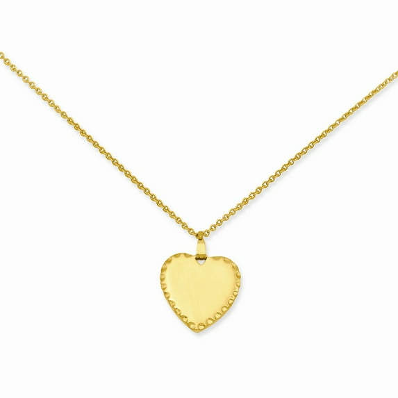necklace with pendant 18 in 2 mm 18in Gold-plated Kelly Waters Polished Engraveable Heart Disc