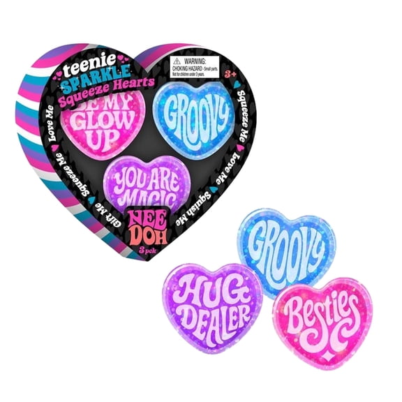 needo Valentine’s Day Heart Stress Toys, 3 Pack Heart-Shaped Squeeze Sensory Toys, Soft Slow Rising Love Shape Stress Toys, 1.5in